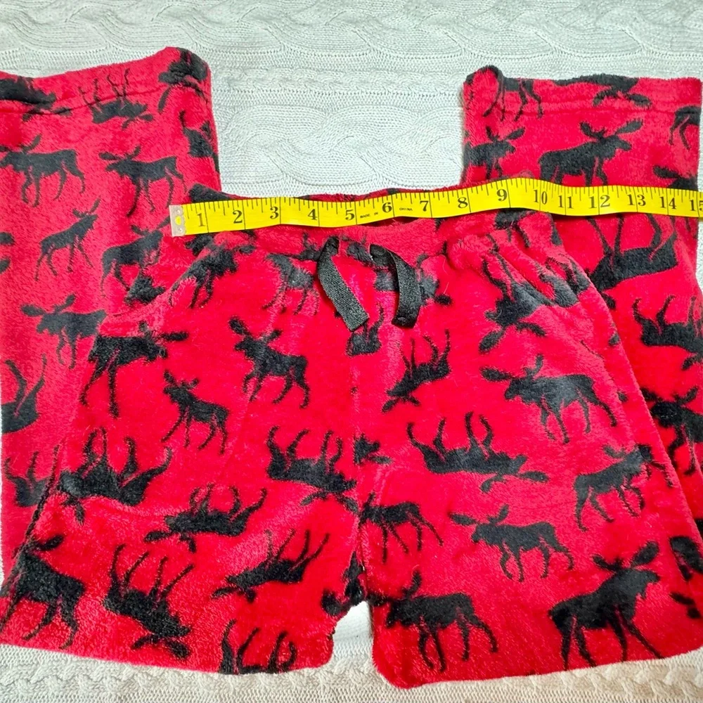 Red Moose Print Fluffy Pajama Pants #1037